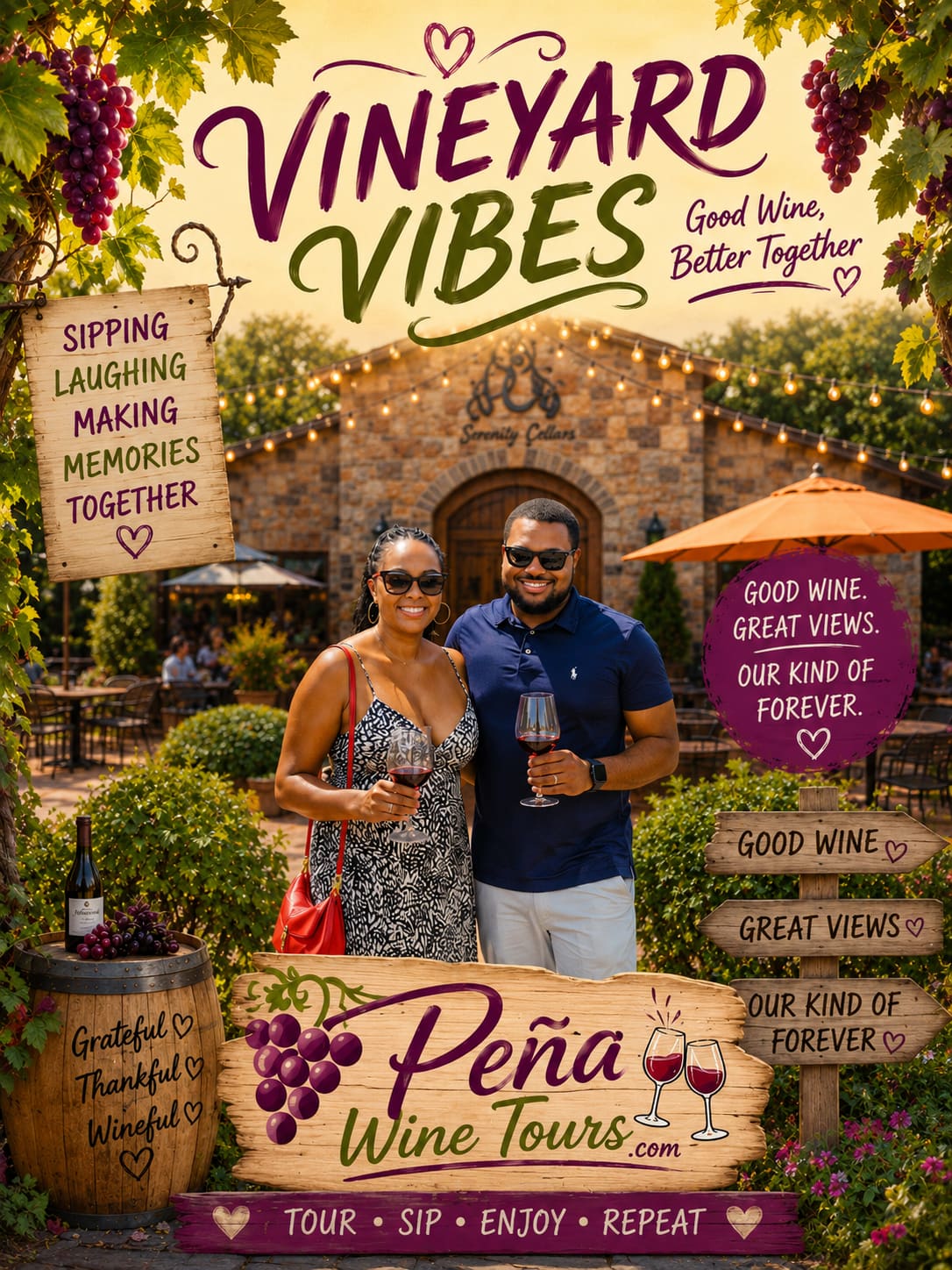 Pena Wine Tours guests toasting in North Georgia wine country