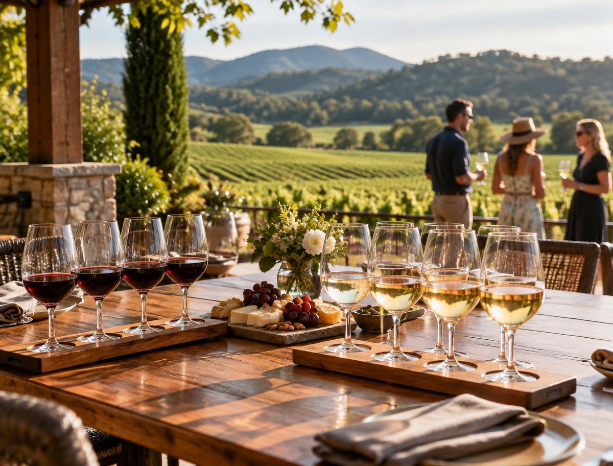 Wine flights at a North Georgia vineyard