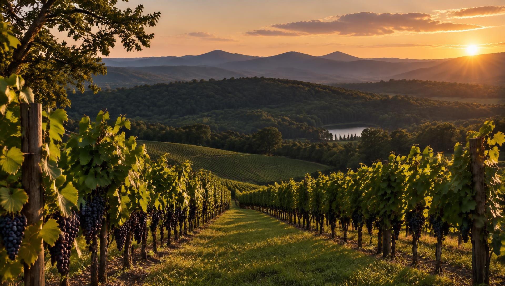 North Georgia vineyard at sunset